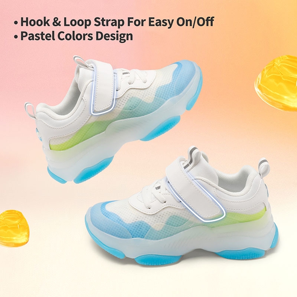 Kids Jelly Outsole Lightweight Breathable Sneakers - WHITE BLUE - 4